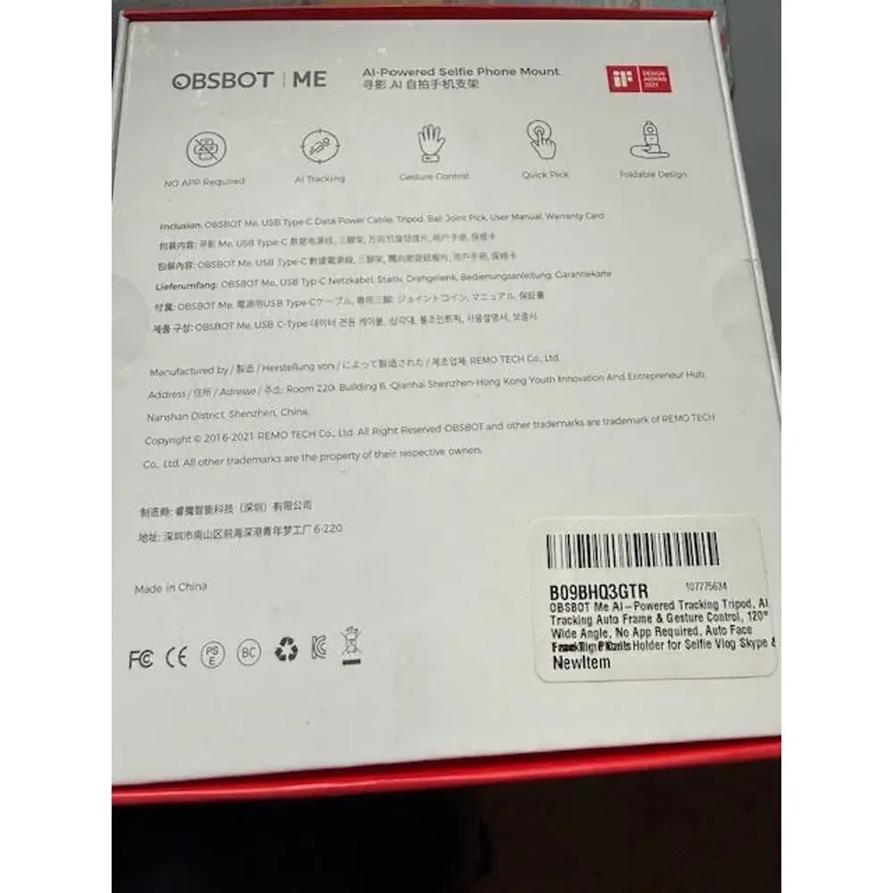 OBSBOT Me AI Auto Tracking Phone Mount Tripod 120° Gesture Control NIB